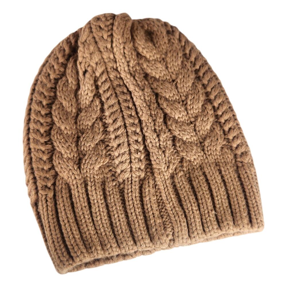 Merona Tan Cable Knit Beanie One Size Chunky Neutral Winter Fisherman Target - Picture 4 of 4